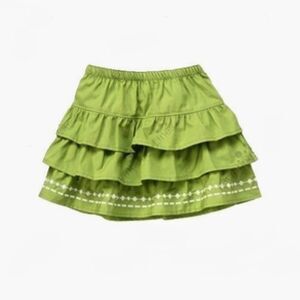 Gymboree light sage green white tiered ruffle rumba embroidered skirt party 8